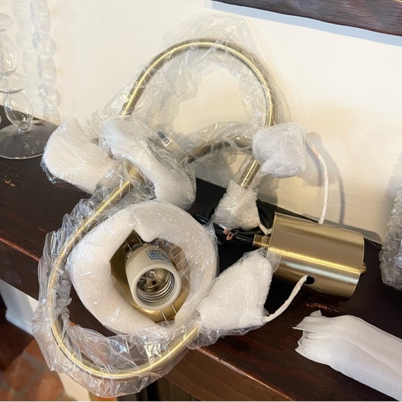 NEW Mid Century Modern Pink & Gold Pendant Light Ceiling Fixture - Picture 8 of 11